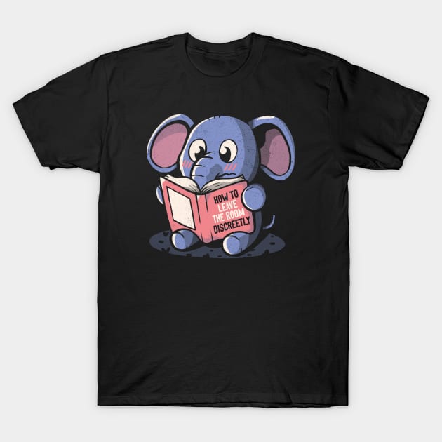 How To Leave The Room Discreetly - Elephant Book Reader by Tobe Fonseca T-Shirt by Tobe_Fonseca